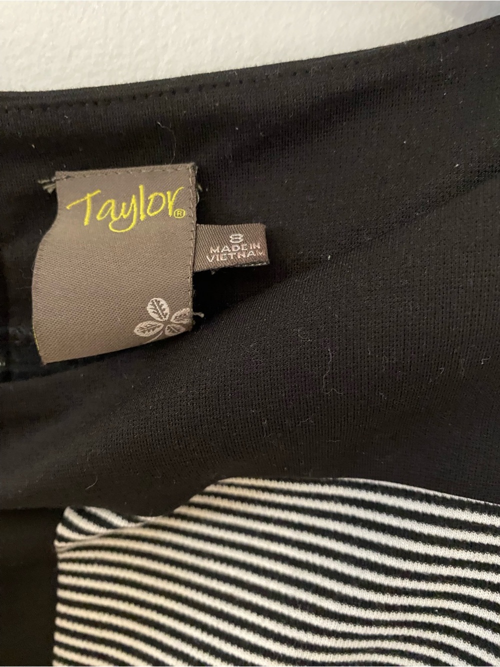 Taylor Black and White Striped Block Sheath Midi Dress - Picture 4 of 4